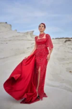 Abiye Kırmızı Taşlı