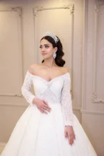 Straplez Uzun Kollu Prenses Model Gelinlik - Görsel 4