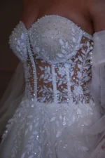 Transparan Balon Kol Helen gelinlik - Görsel 8