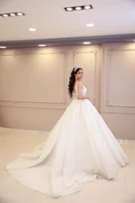 Askılı Transparan Taşlı Prenses Model Gelinlik - Görsel 4