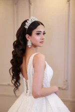 Askılı Transparan Taşlı Prenses Model Gelinlik - Görsel 5