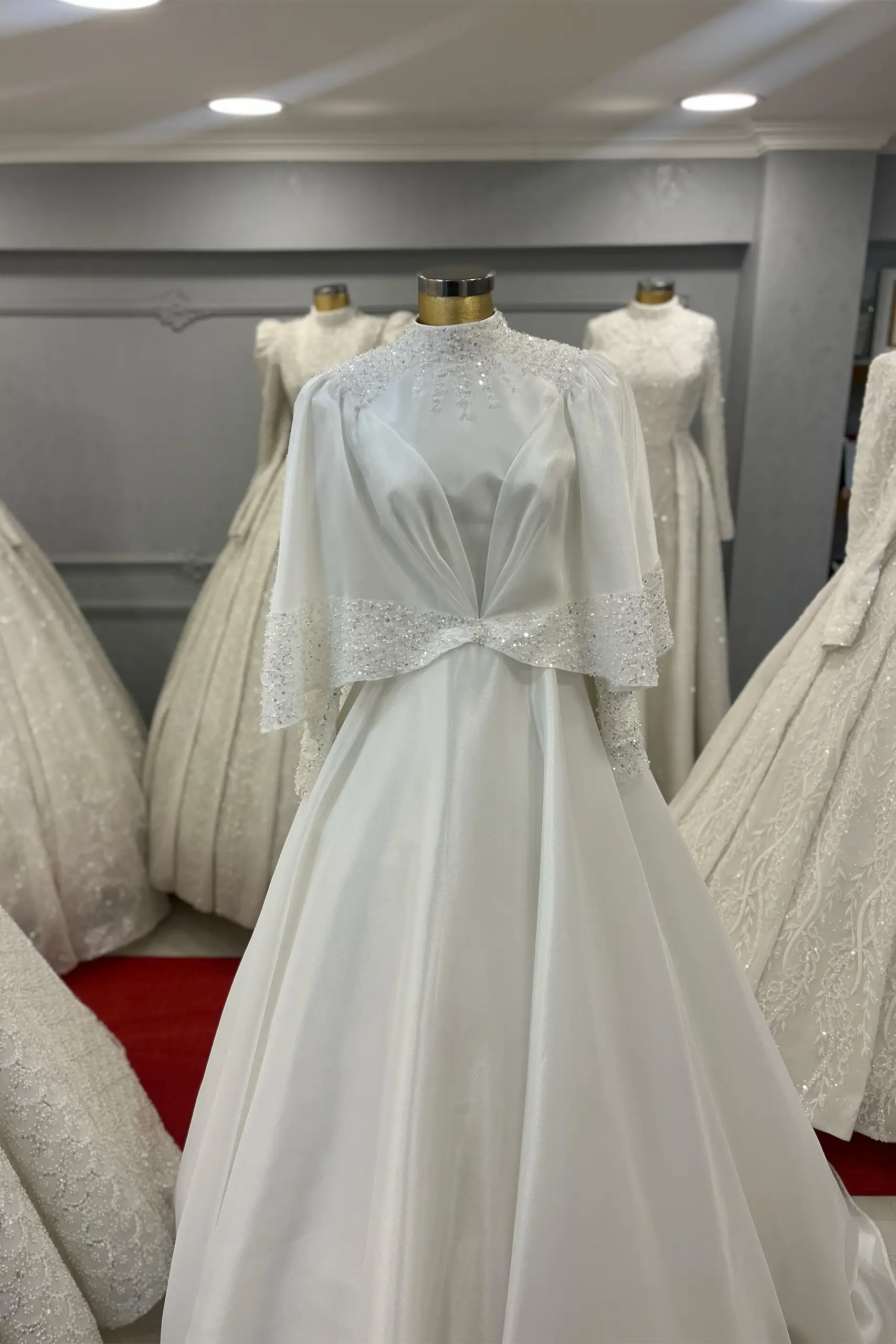 IMG_7274 Saten Prenses Model Tesettür Gelinlik - Görsel 1