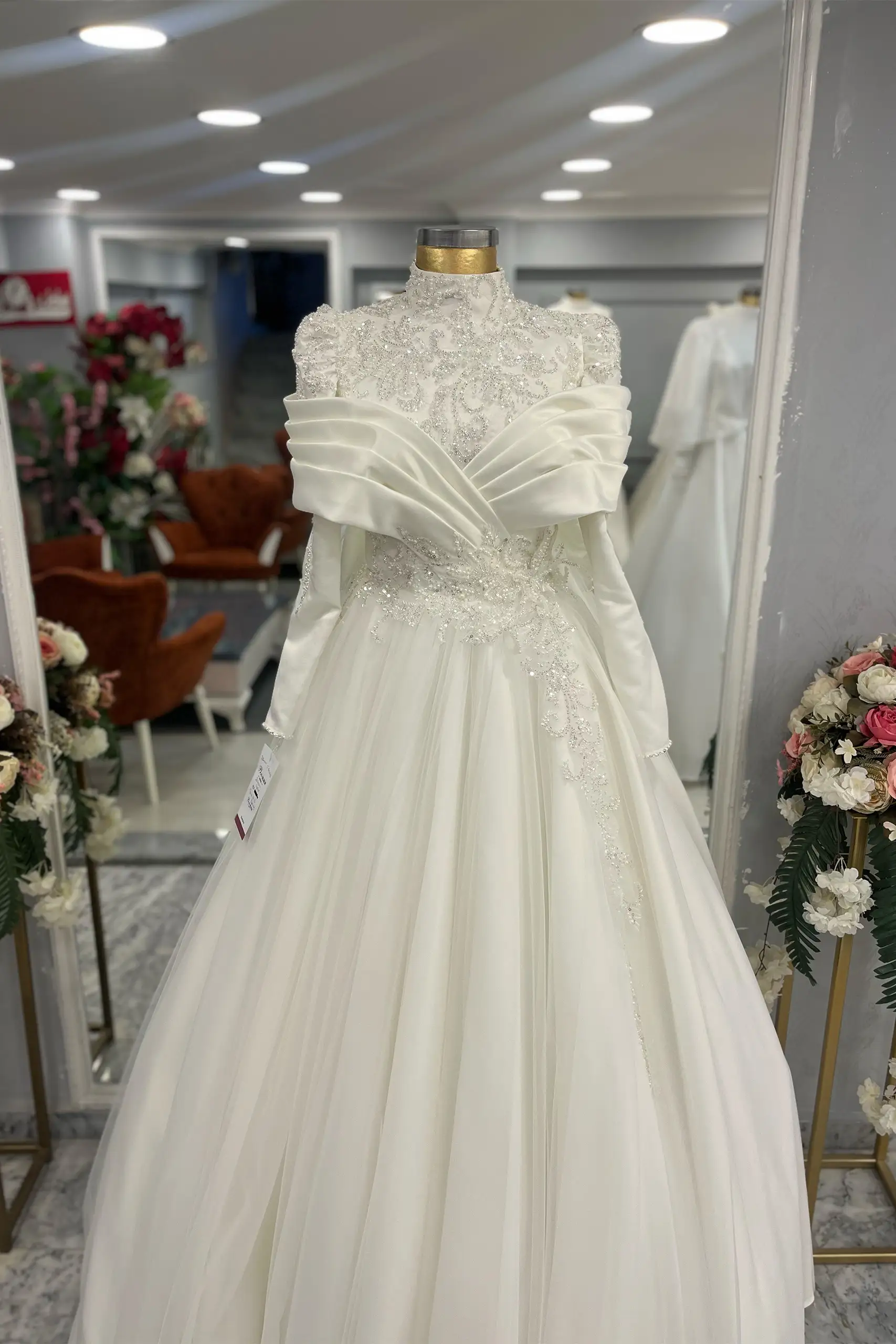 IMG_7275 Tül Prenses Model Tesettür Gelinlik - Görsel 1